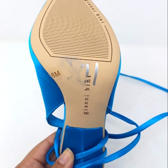 Gianni Bini Sirfeenah Blue Satin Pointed Toe Pumps - Picture 8 of 10